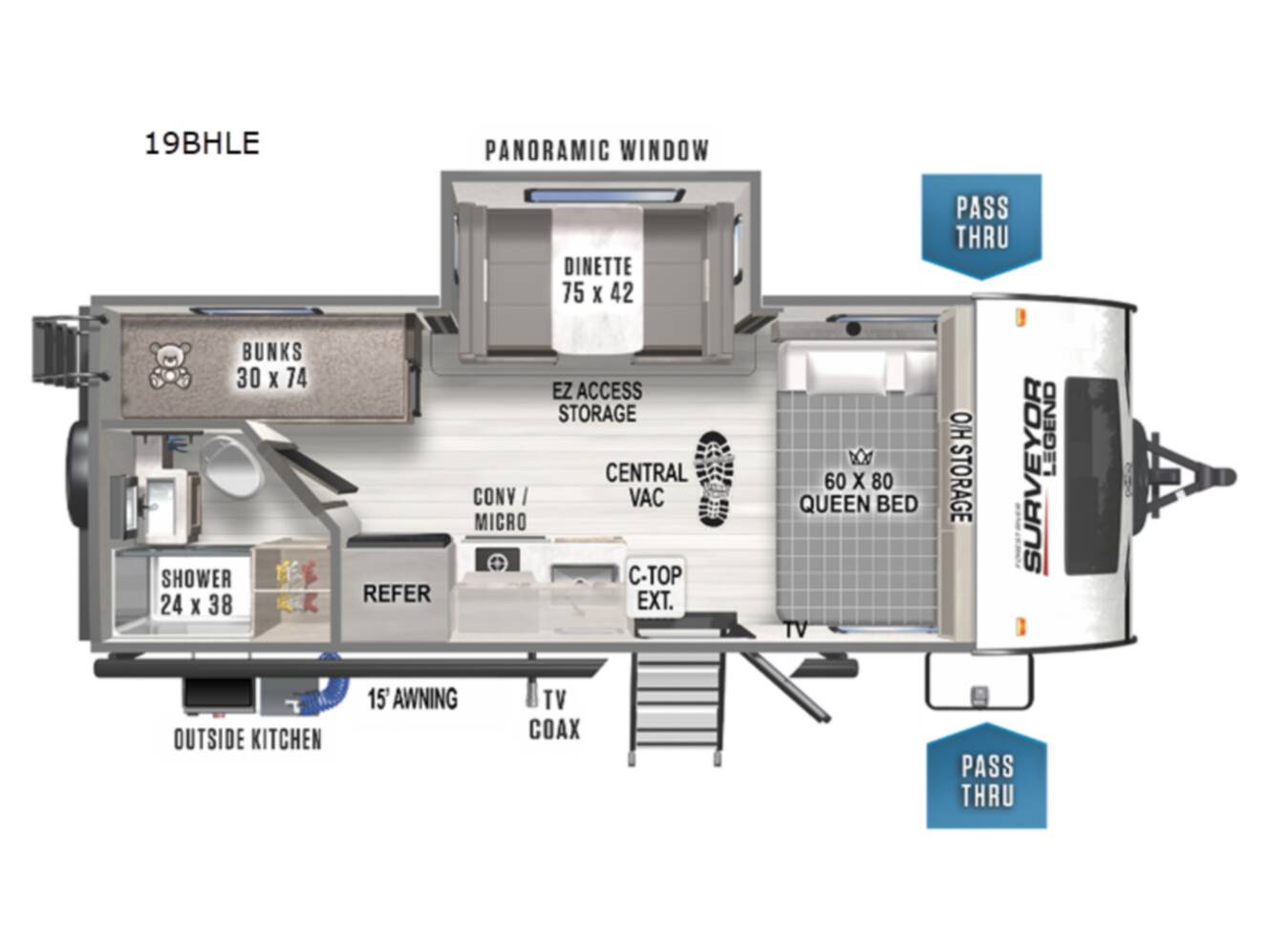 A photo of this 2023 Forest River Rv Surveyor Legend 19BHLE