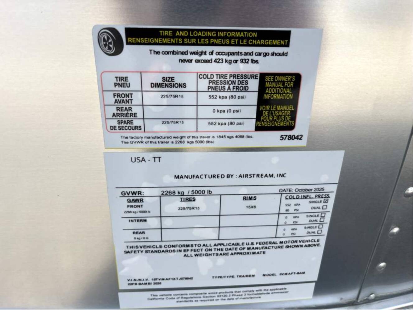 A photo of this 2026 Airstream Bambi 22FB