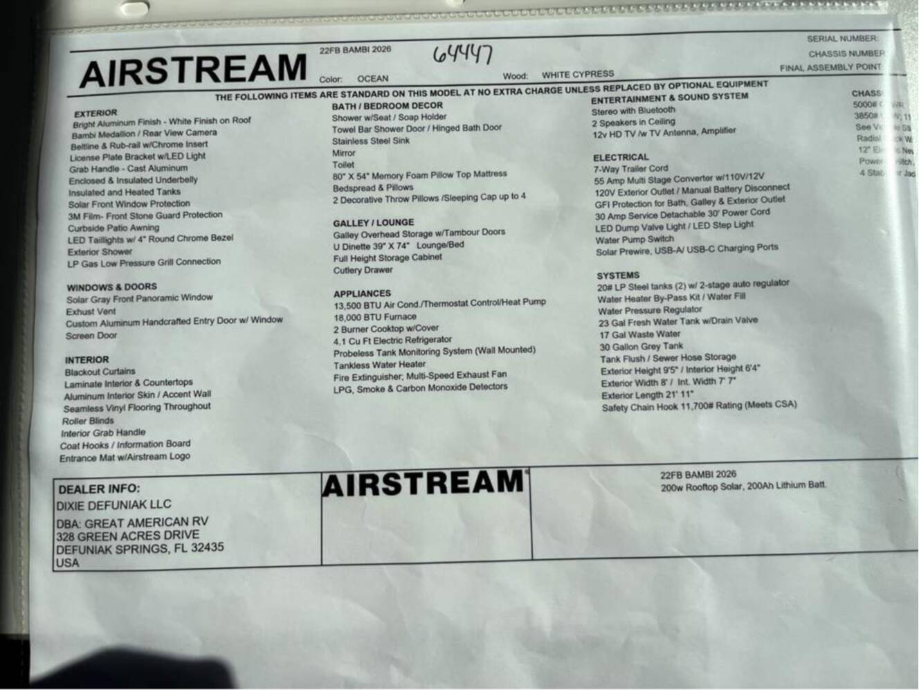 A photo of this 2026 Airstream Bambi 22FB