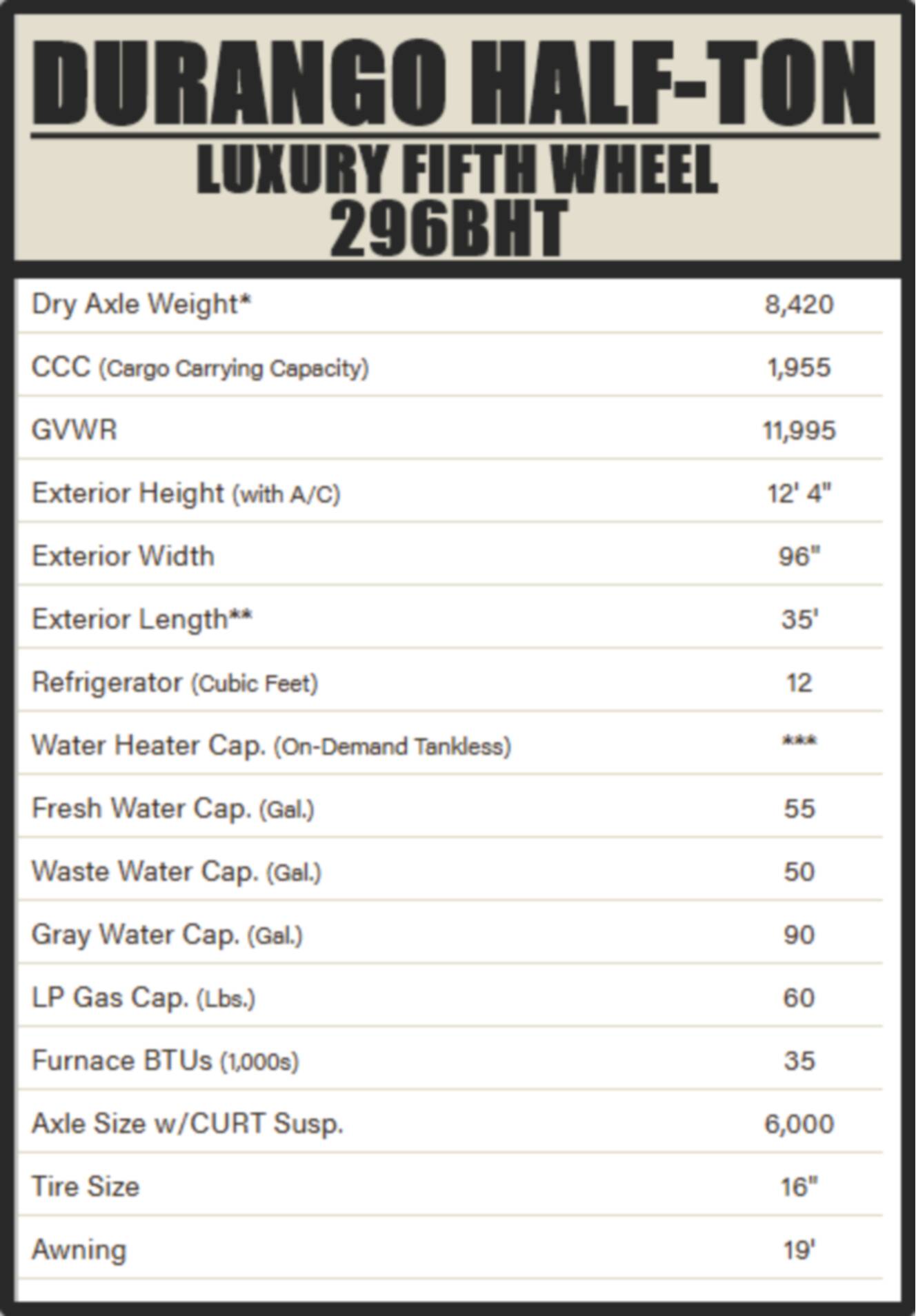 A photo of this 2026 Kz Durango Half-Ton D296BHT