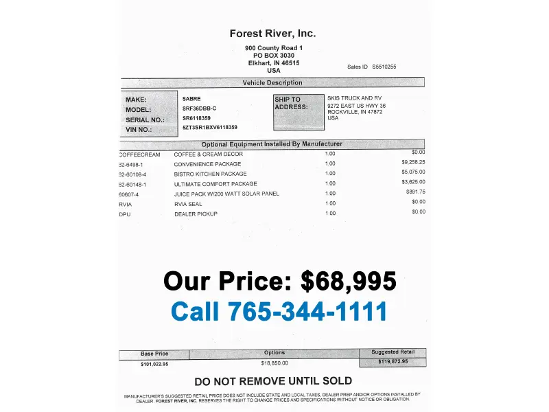 2027 Forest River Sabre 36DBB with LOFT