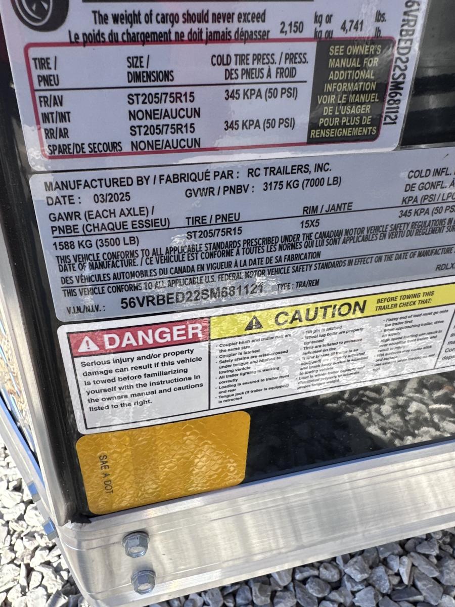 2025 RC TRAILER RDLX7X16TA2 in Walton, KY