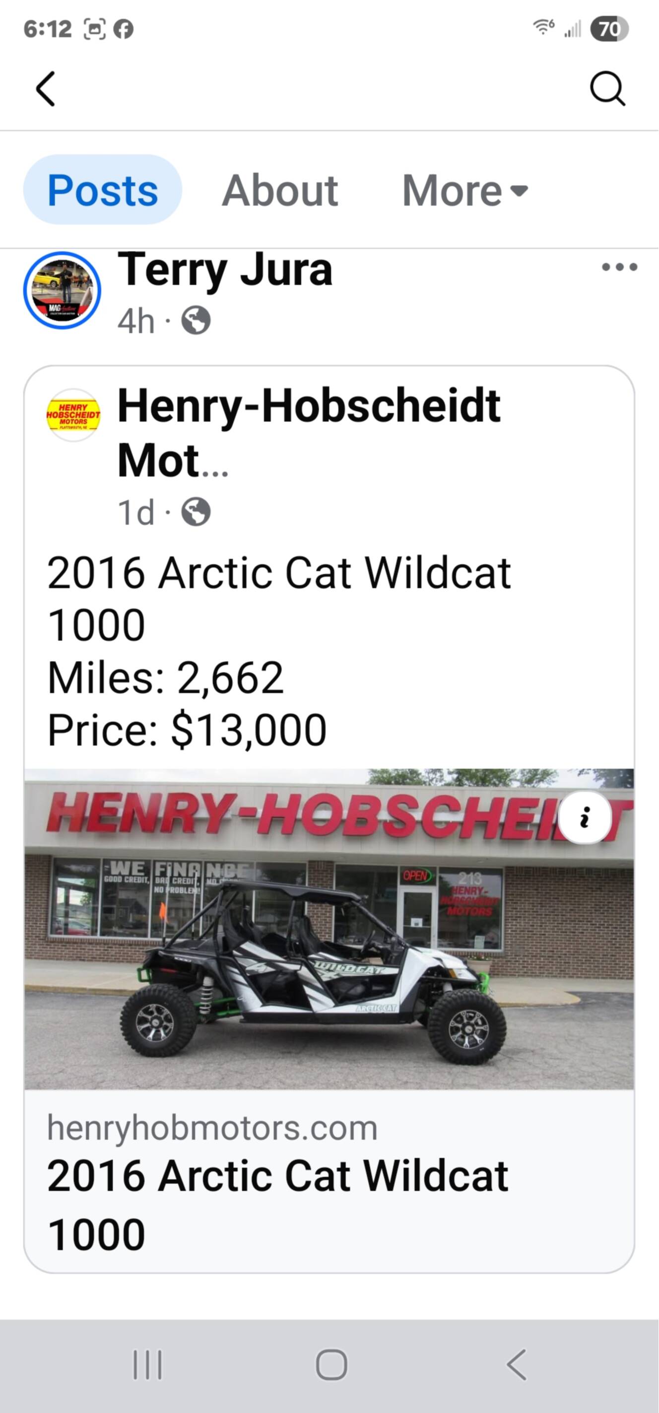 A photo of this 2016 Arctic Cat WILDCAT 1000I H O