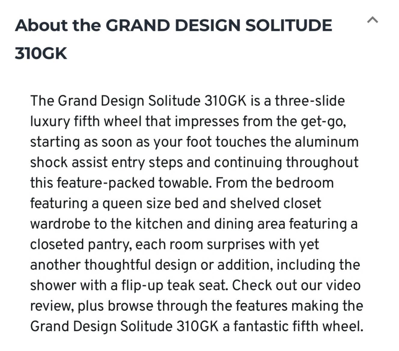 A photo of this 2024 Grand Design SOLITUDE 310GK