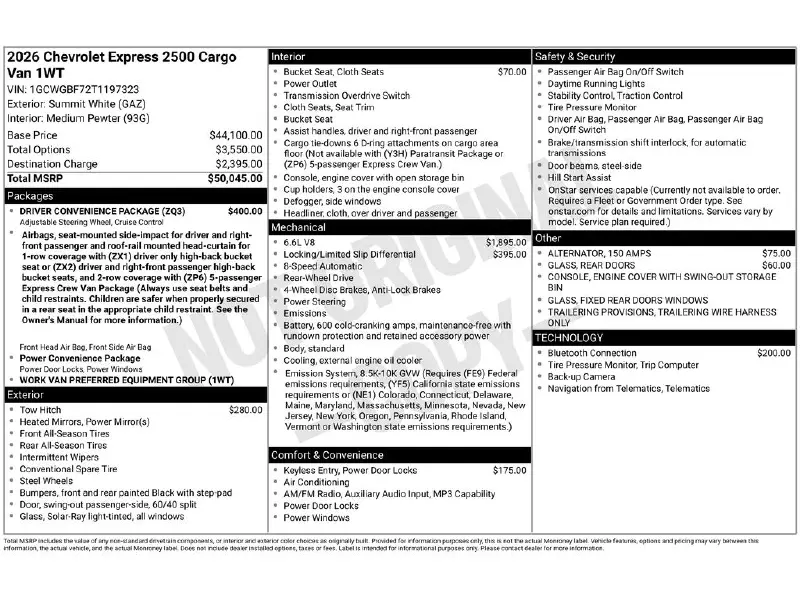 2026 CHEVROLET Express 2500