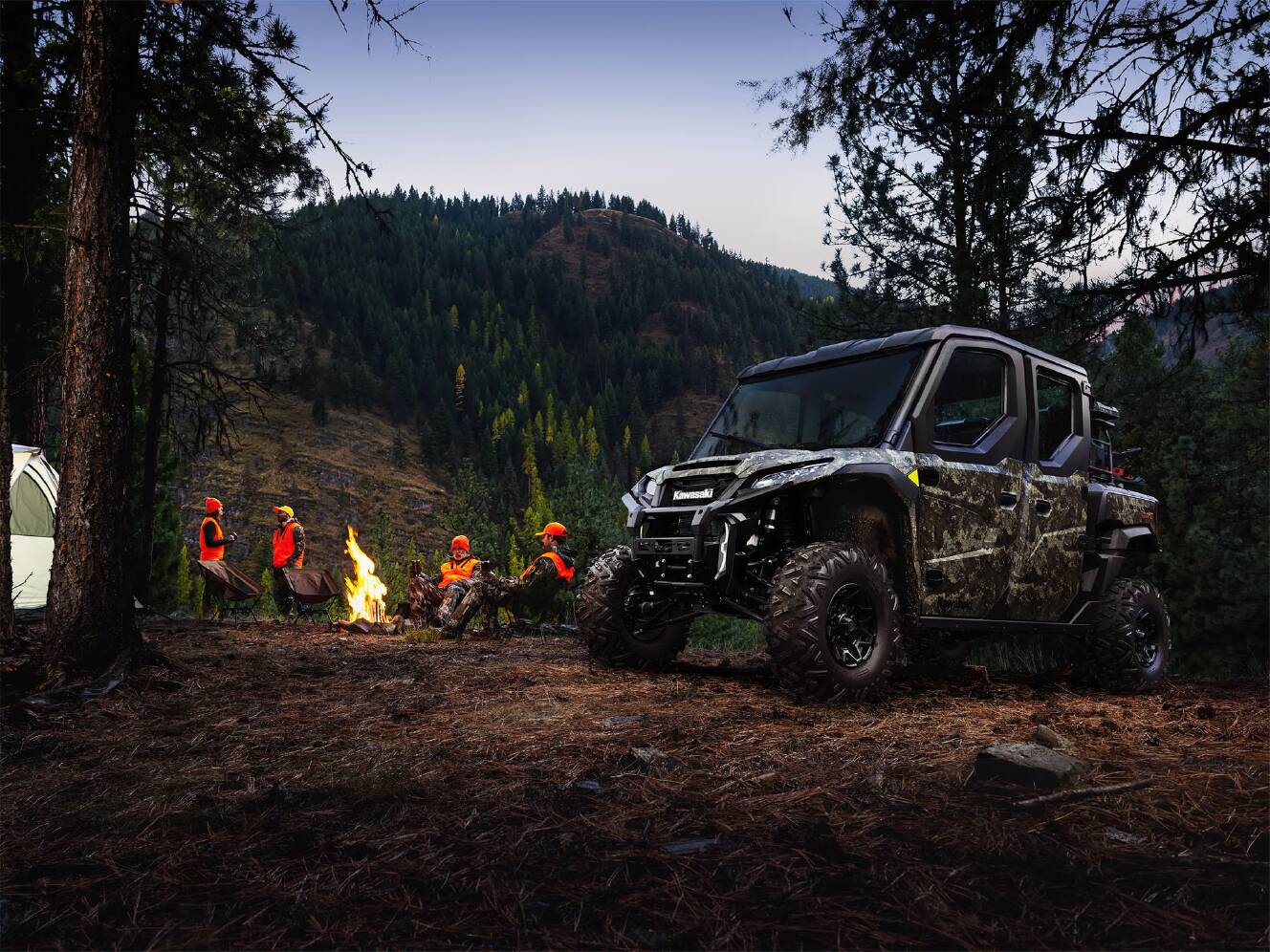 A photo of this 2026 Kawasaki RIDGE® CREW HVAC Camo