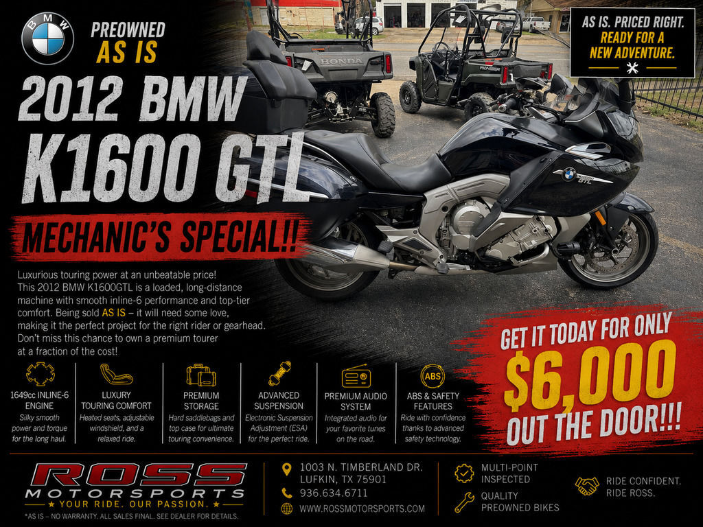 2012 BMW K 1600 GTL 1600 GTL in Lufkin, TX