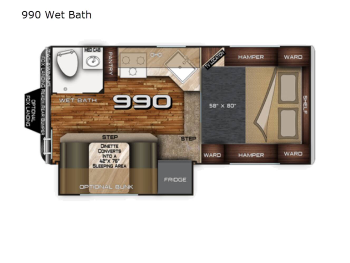 A photo of this 2023 Northwood Arctic Fox Camper 990 Wet Bath