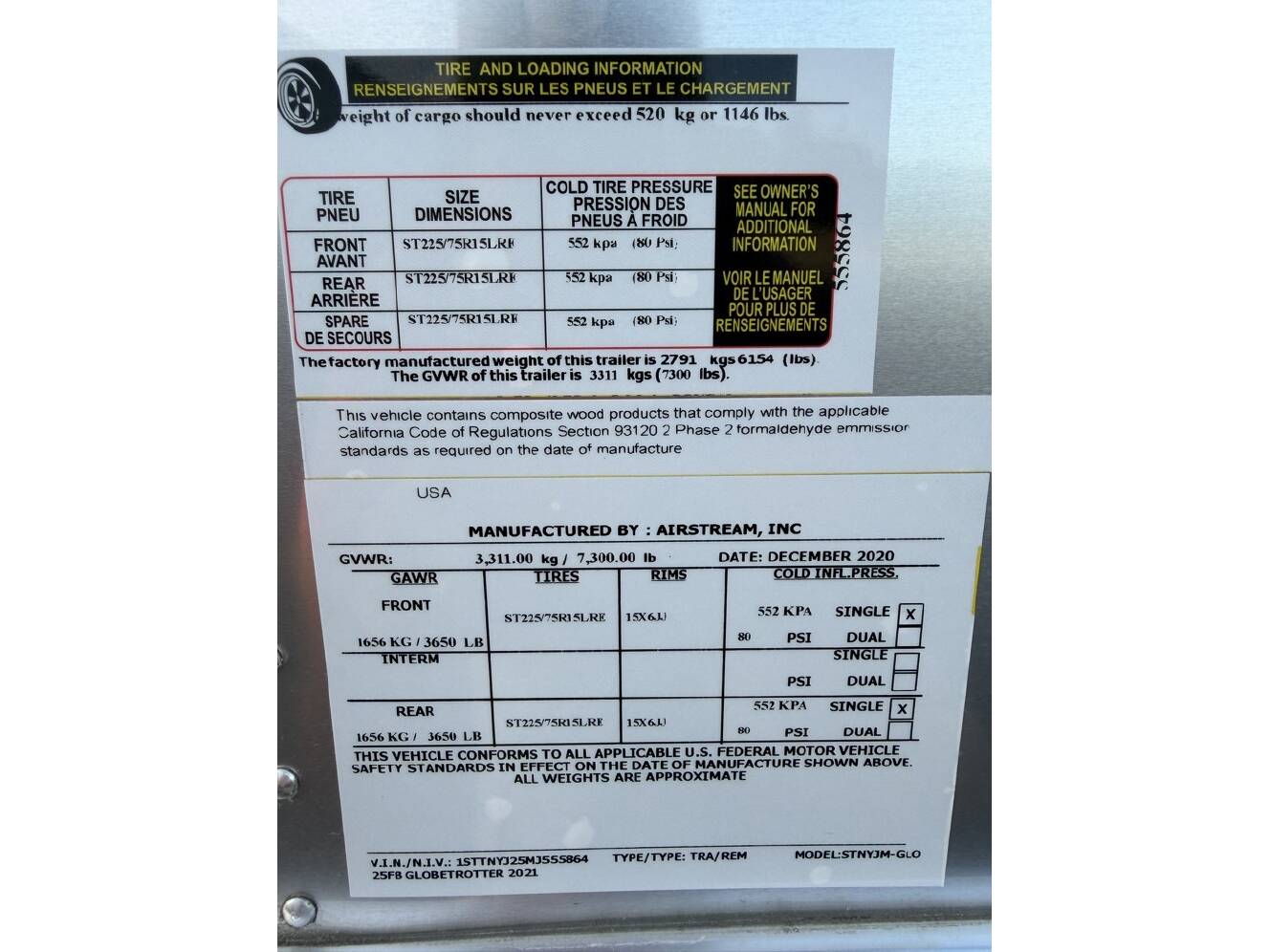 A photo of this 2021 Airstream GLOBETROTTER 25FBQ
