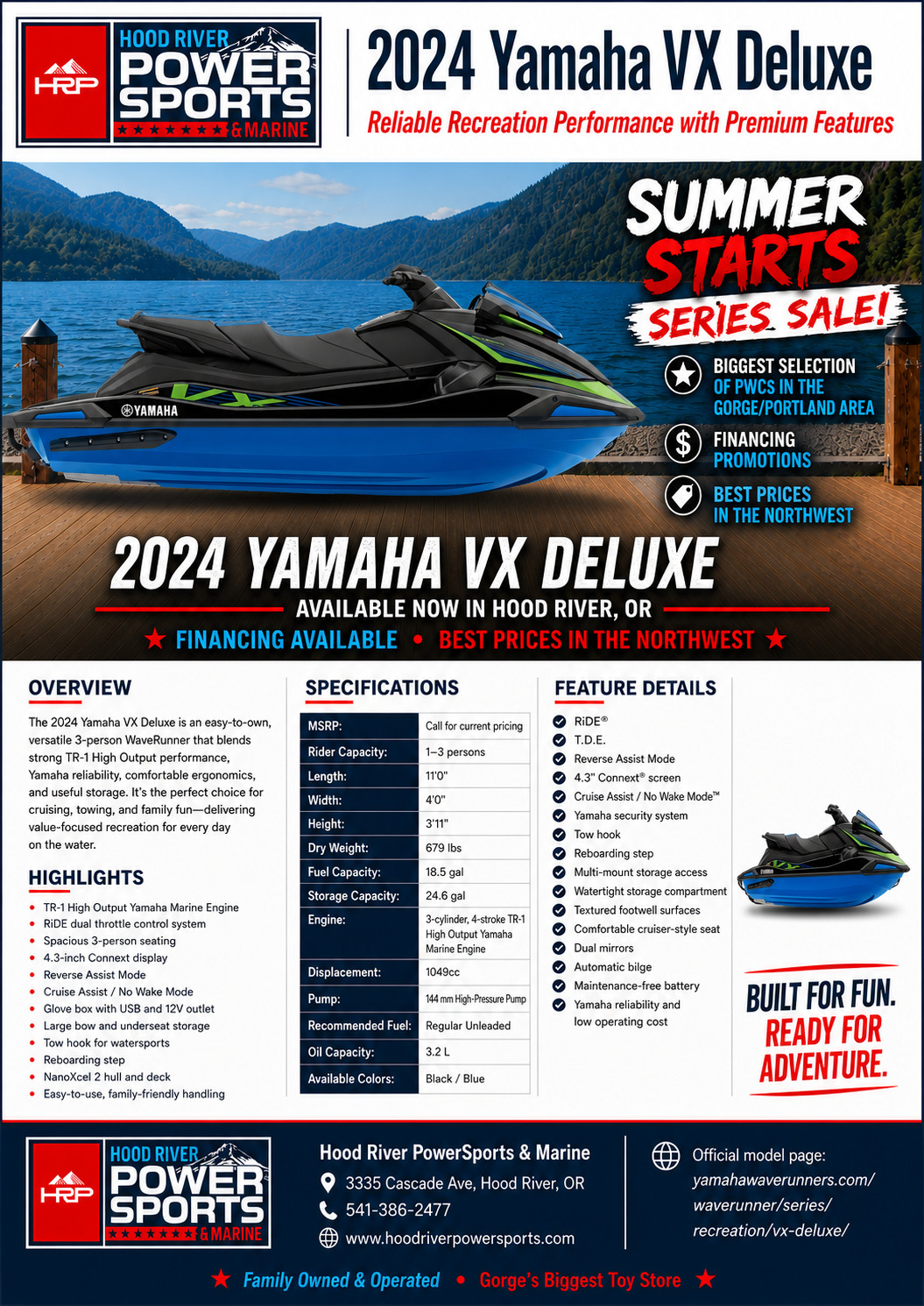 2024 Yamaha VX Deluxe with Audio DELUXE in Hood River, OR