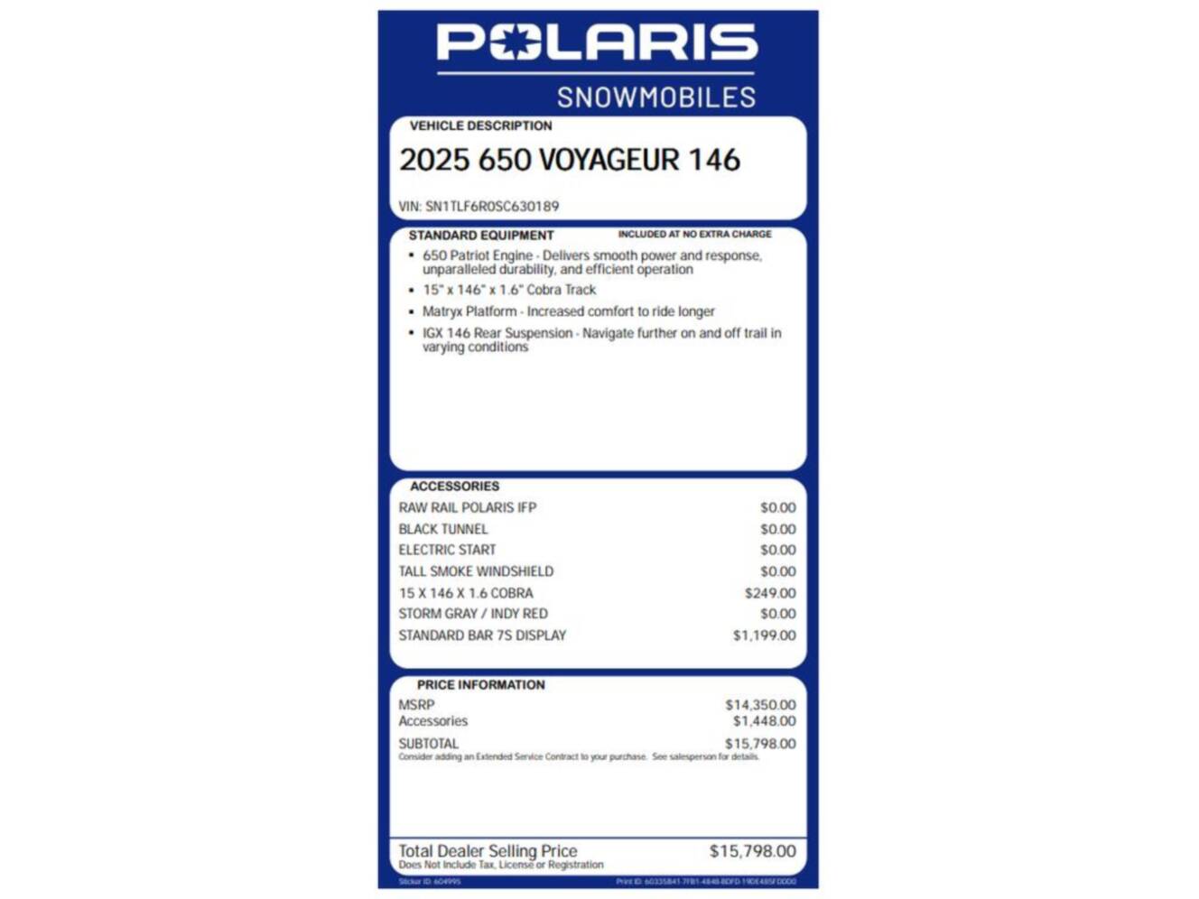 A photo of this 2025 Polaris 650 VOYAGEUR 146