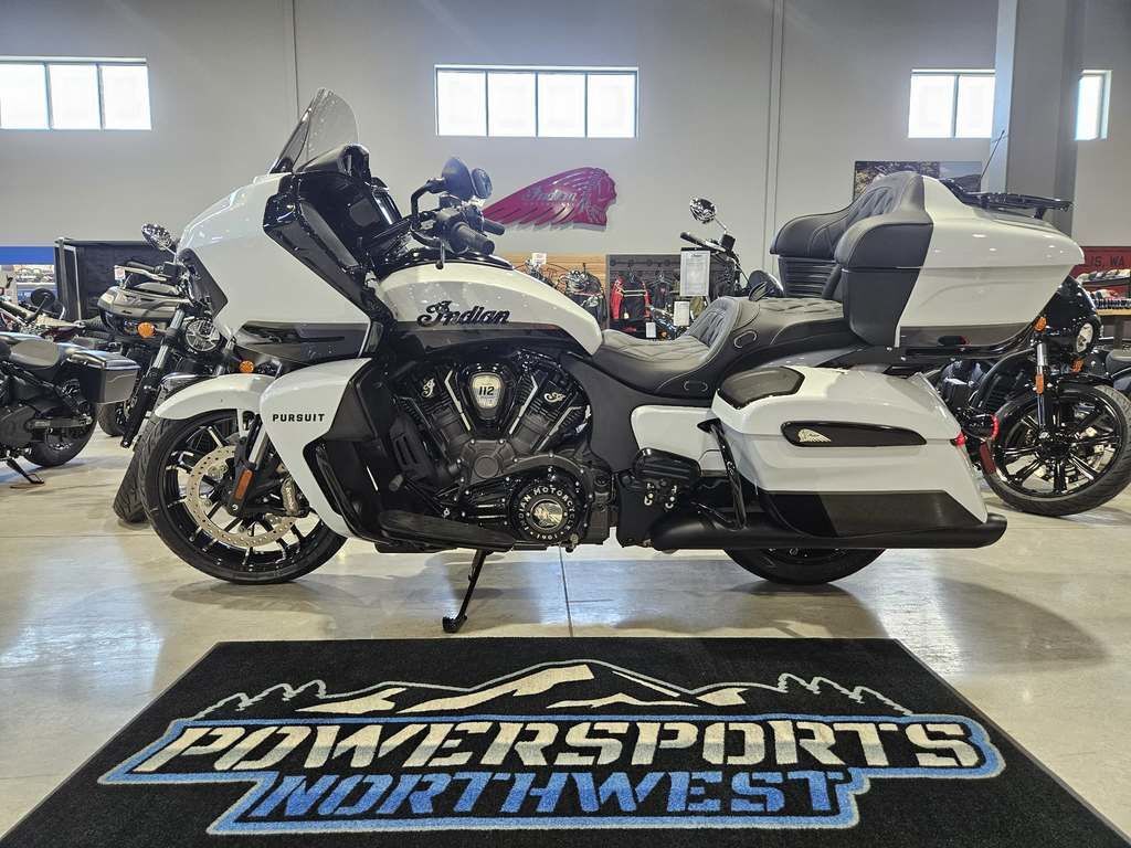 2026 Indian Motorcycle® Pursuit® Dark Horse® 112 Ghost White Metallic with Bl DARK HORSE in Chehalis, WA