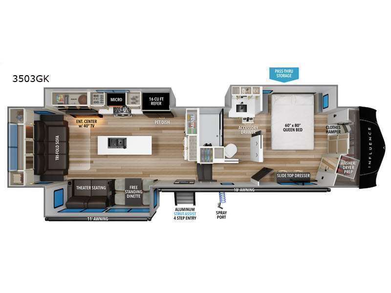 A photo of this 2026 Grand Design Influence 3503GK