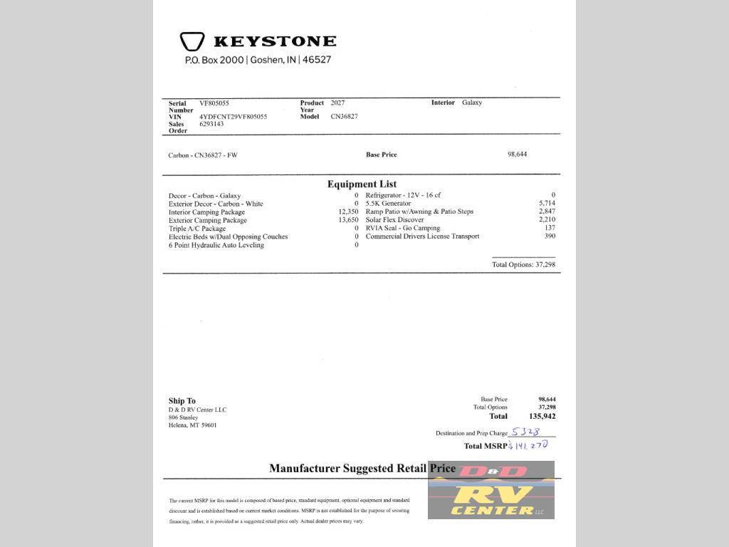 2027 Keystone Rv Raptor Carbon Series 368 in helena MT