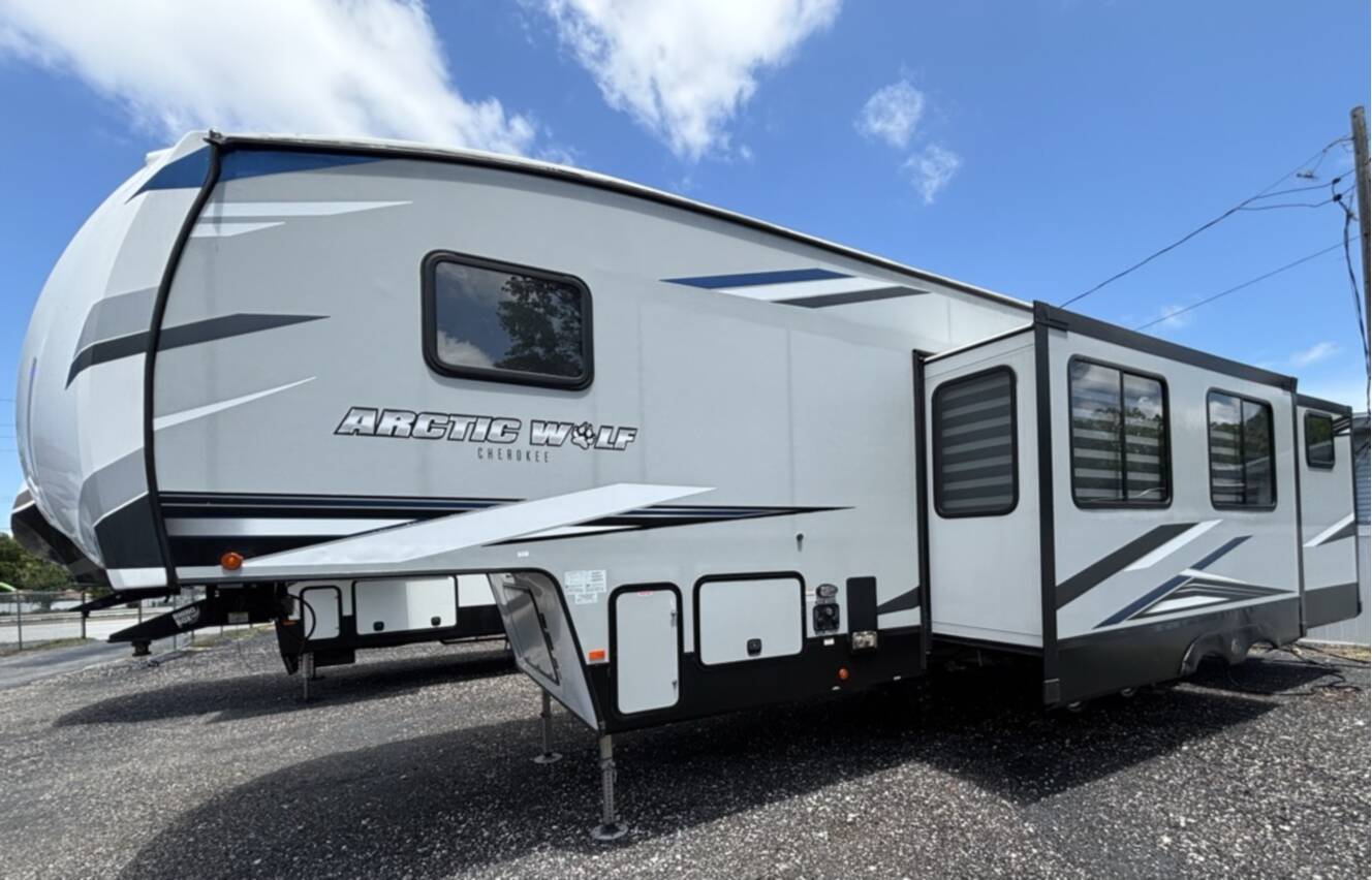 A photo of this 2022 Forest River CHEROKEE ARCTIC WOLF 321BH