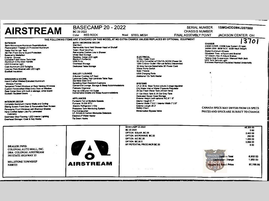 2022 Airstream Basecamp 20X in sherman MS