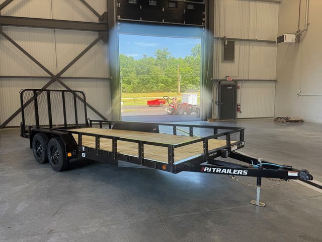 2027 PJ 7x18 Powder Coated 7K Landscape Trailer w/ReadyRai in Loudon, NH