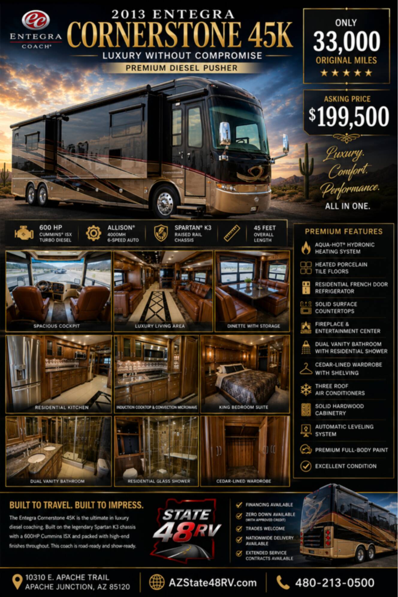 A photo of this 2013 Entegra Coach CORNERSTONE 45K