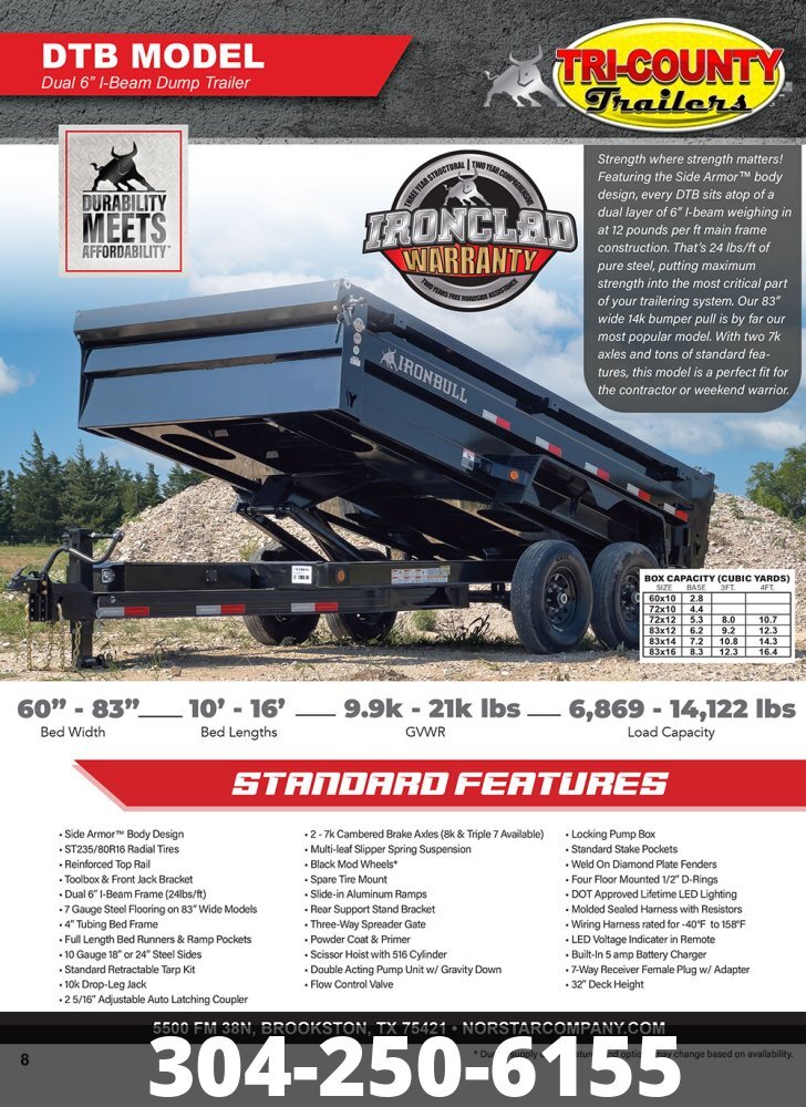 2027 Iron Bull DTB 7X14 14.9K TELESCOPIC DUMP in Beaver, WV