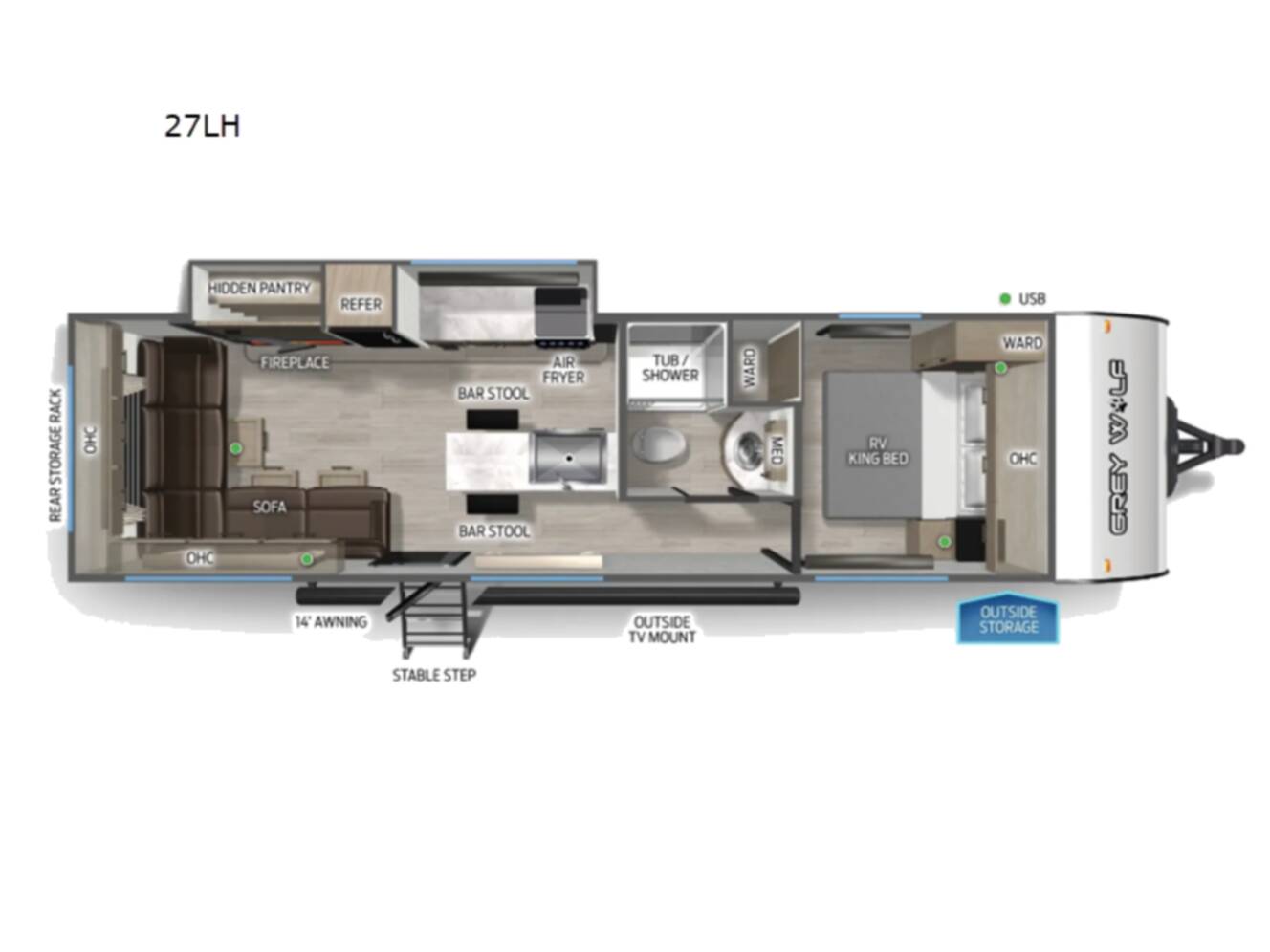 A photo of this 2027 Forest River Rv Cherokee Grey Wolf 27LH