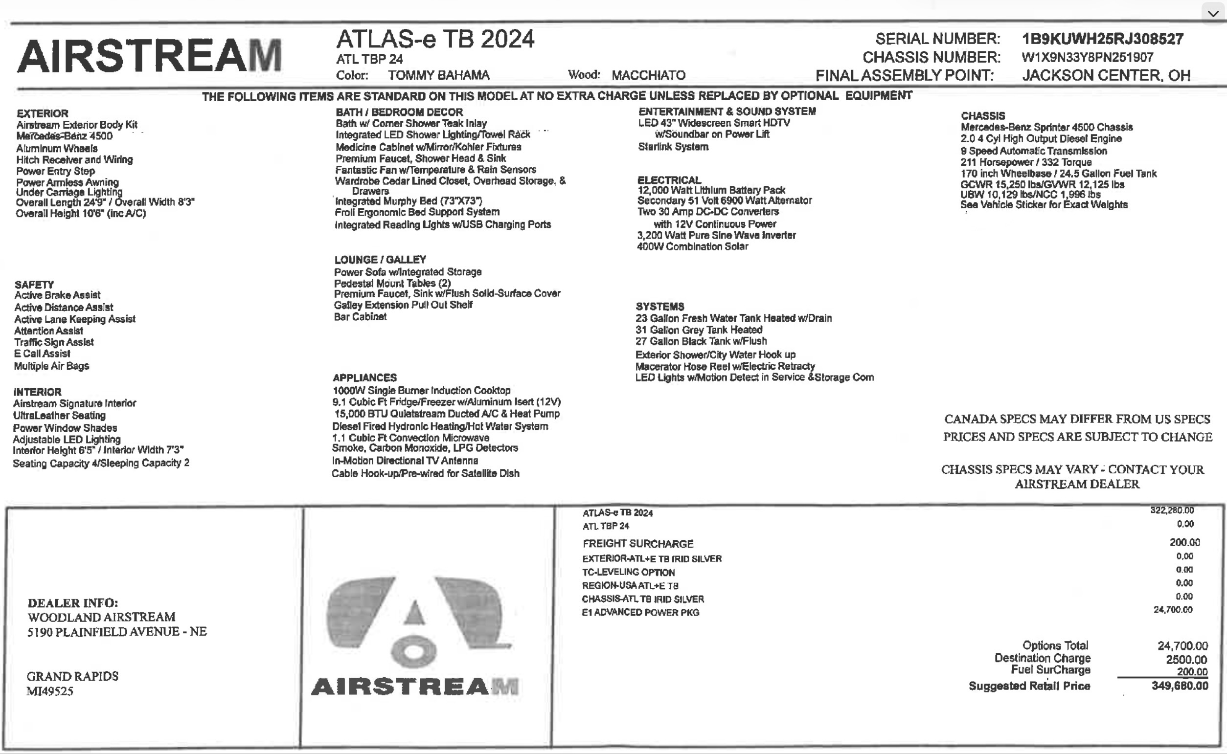 2024 Airstream ATLAS 24 TOMMY BAHAMA MB E1 in marshall MI