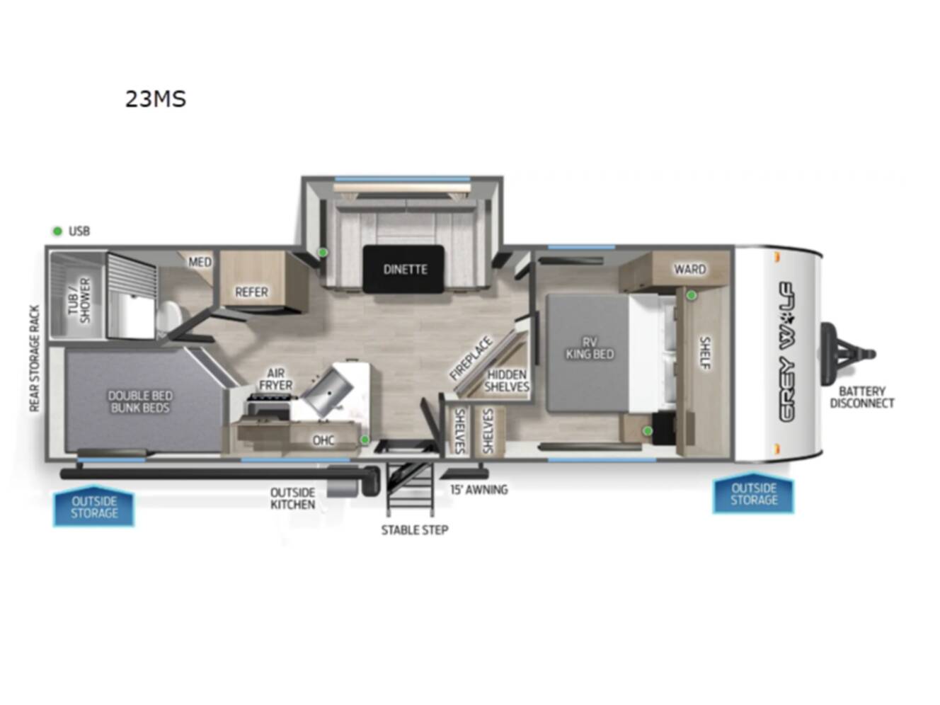 A photo of this 2027 Forest River Rv Cherokee Grey Wolf 23MS