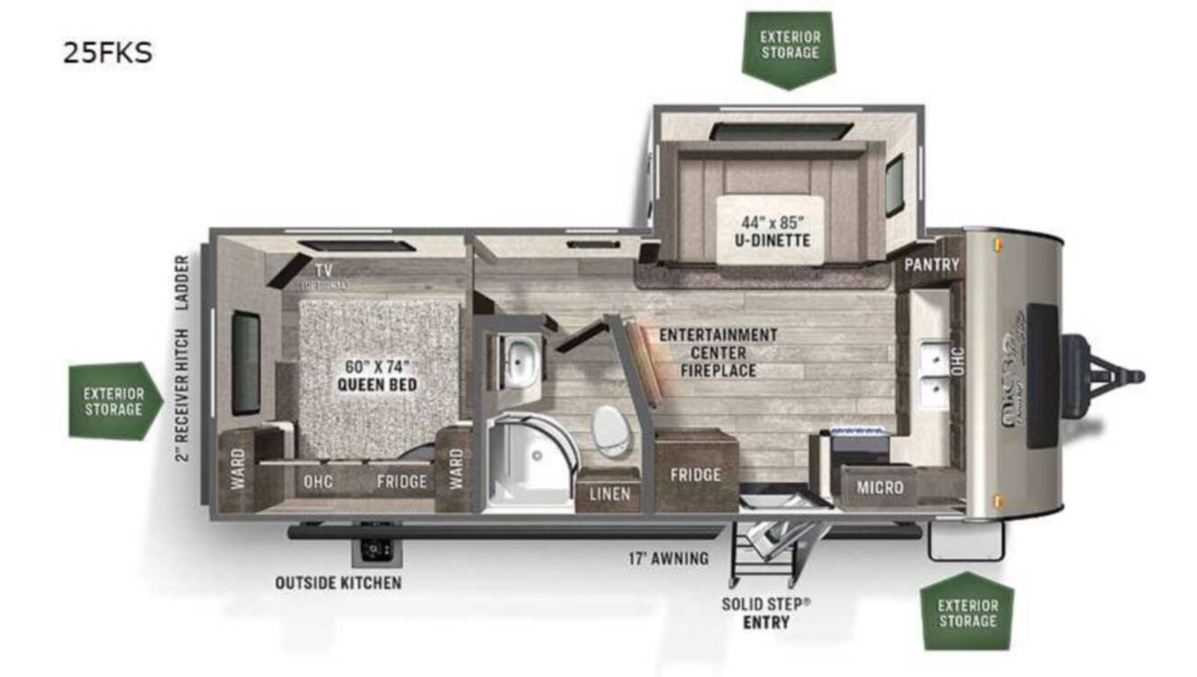A photo of this 2021 Forest River Rv Flagstaff Micro Lite 25FKS
