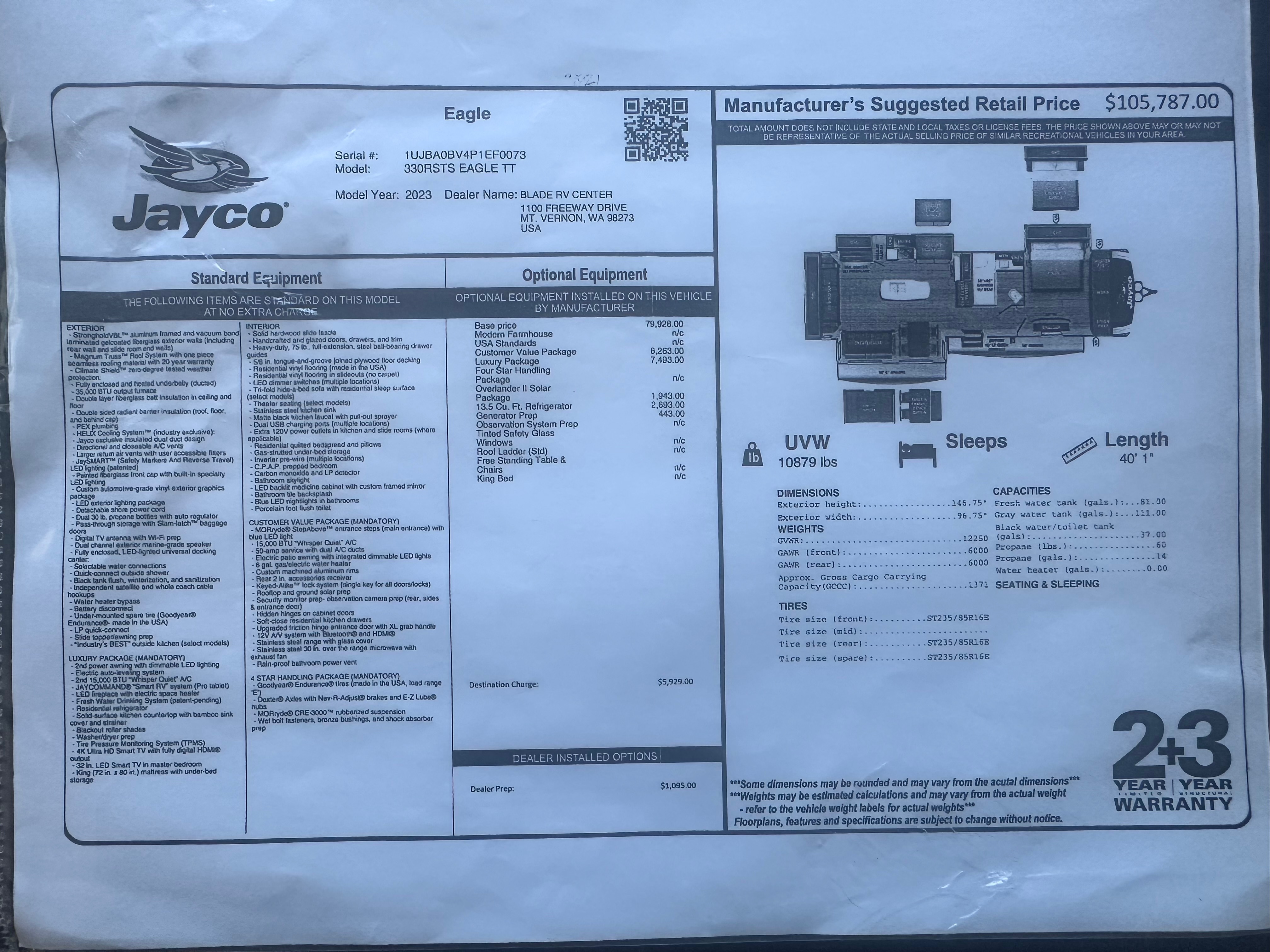 2023 Jayco EAGLE 330RSTS RV
