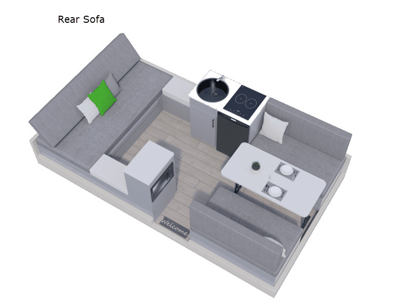 A photo of this 2027 Aliner Classic Rear Sofa