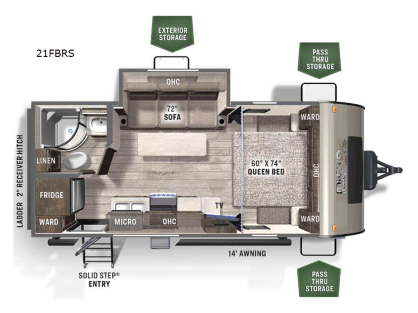 A photo of this 2022 Forest River Rv Flagstaff Micro Lite 21FBRS