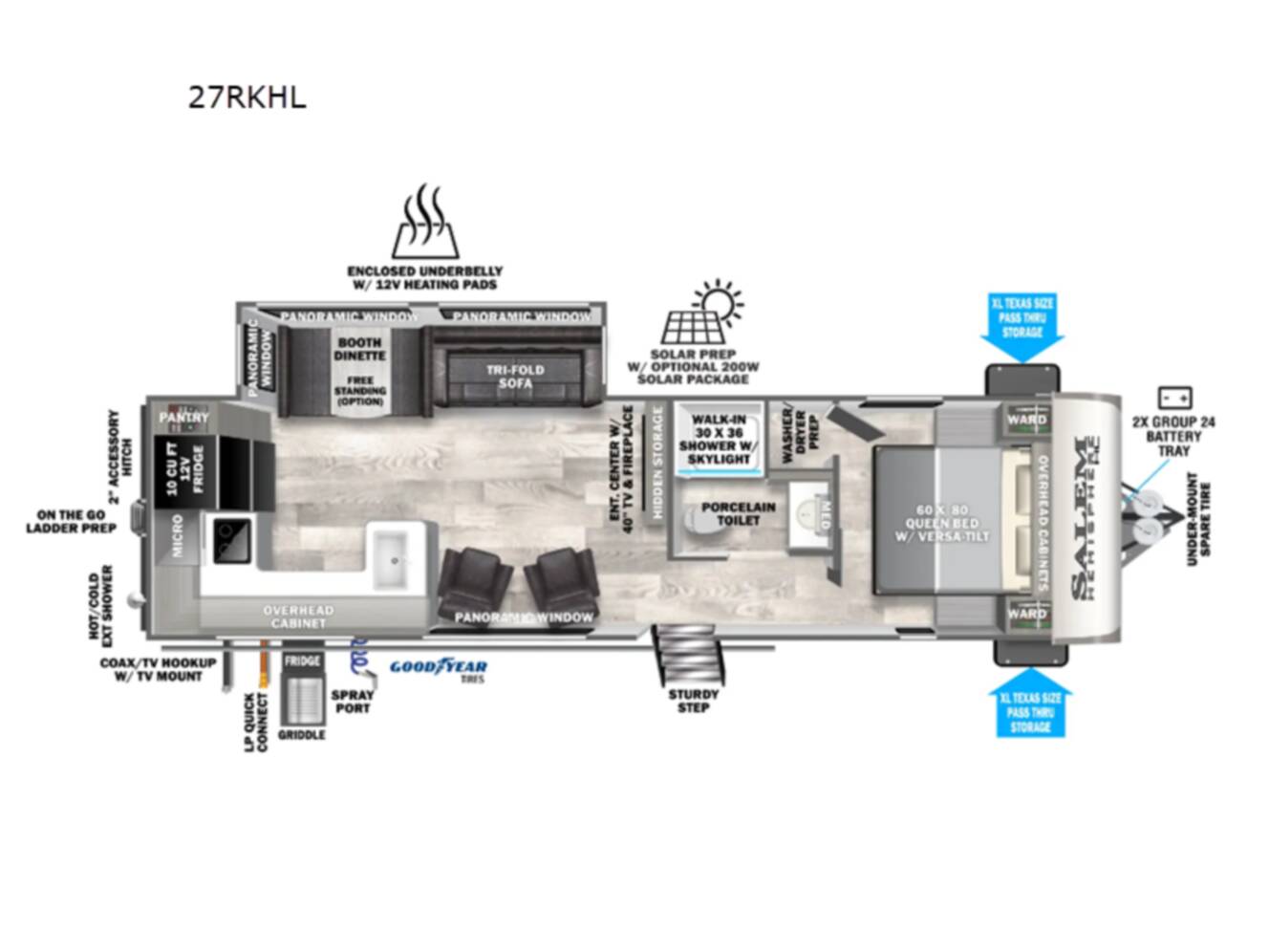 A photo of this 2024 Forest River Rv Salem Hemisphere Hyper-Lyte 27RKHL