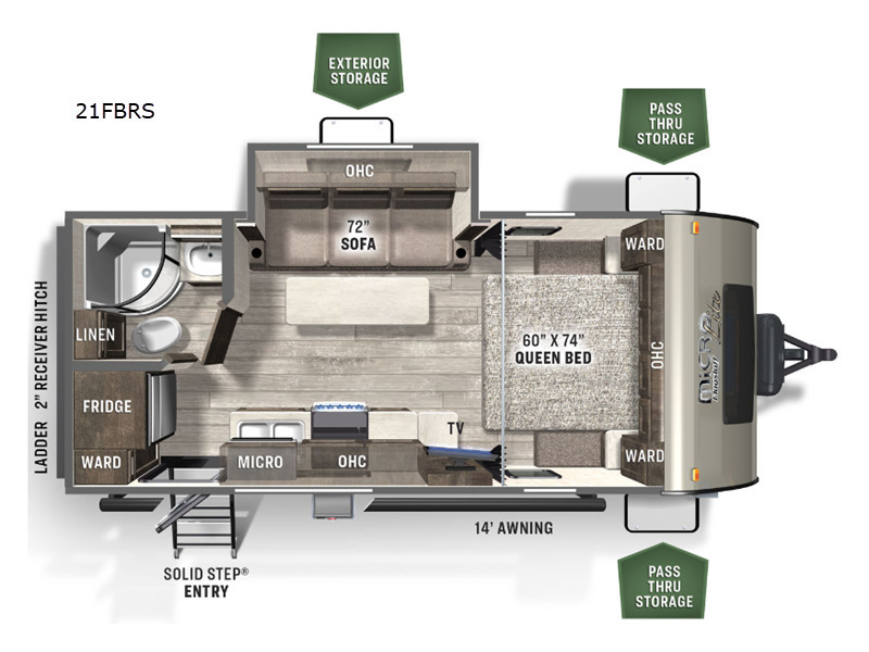 A photo of this 2022 Forest River Rv Flagstaff Micro Lite 21FBRS