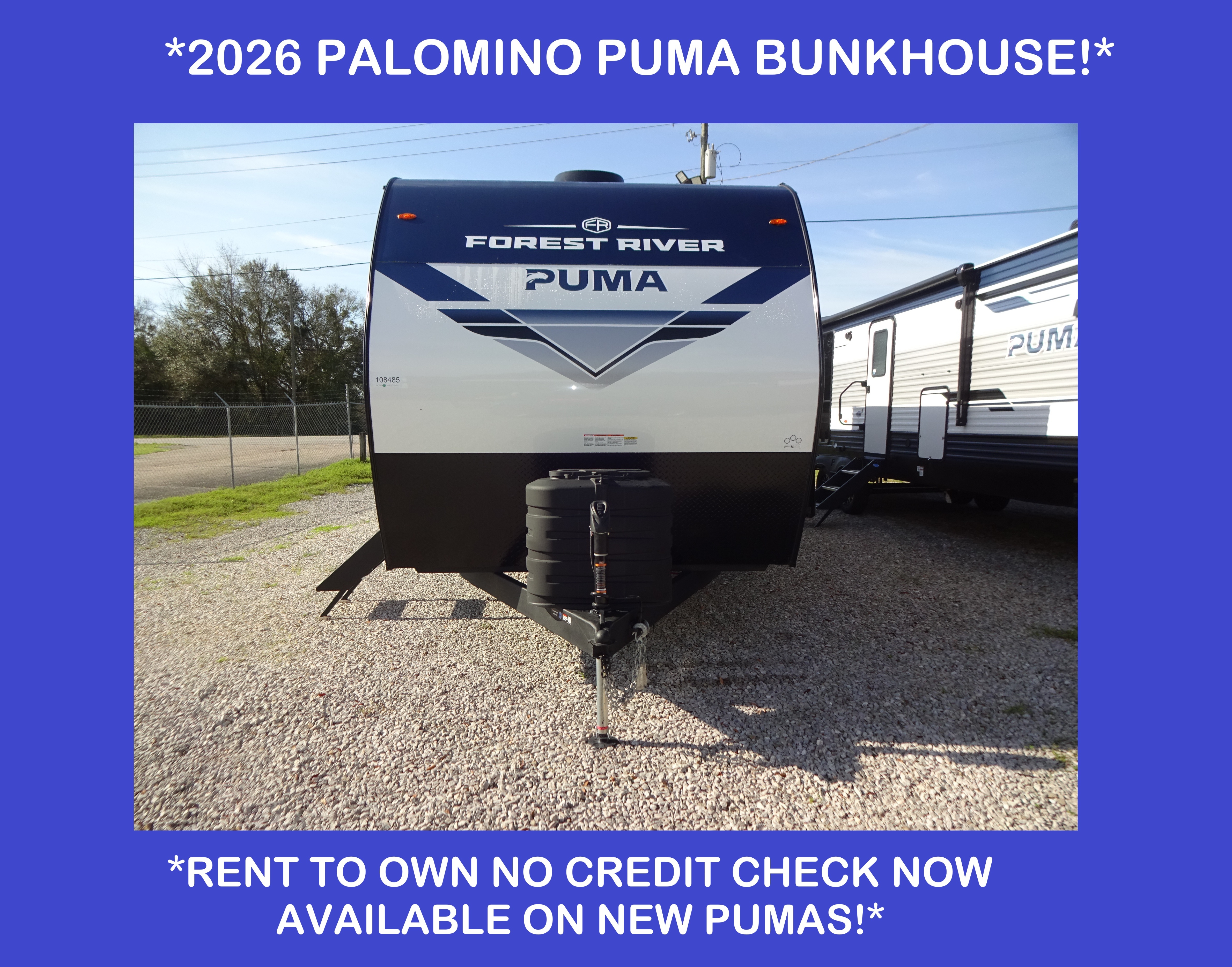 2026 Forest River Puma 31QBBH/Rent to Own/No Credit Check in mobile AL