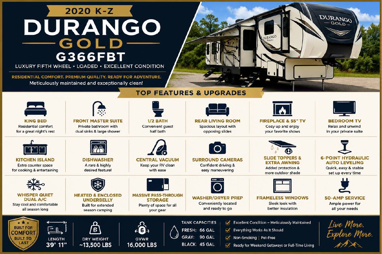 A photo of this 2020 K-Z DURANGO GOLD G366FBT