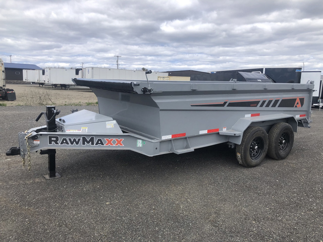 2026 RAWMAXX 7X14 14K Powder Coated Dump Trailer W/Slide-In Ram in Bangor, ME