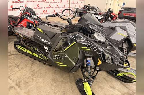 2026 Polaris® Patriot Boost RMK Khaos 155 Gloss Black / Blue Dusk in rochester MN