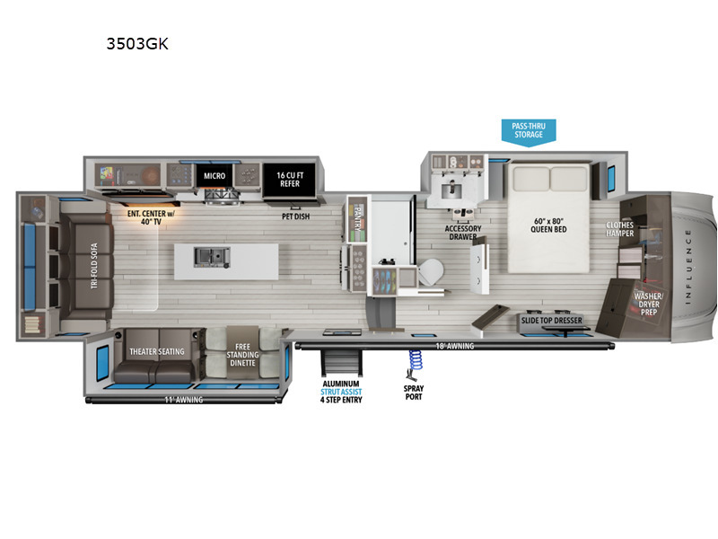 A photo of this 2026 Grand Design Influence 3503GK