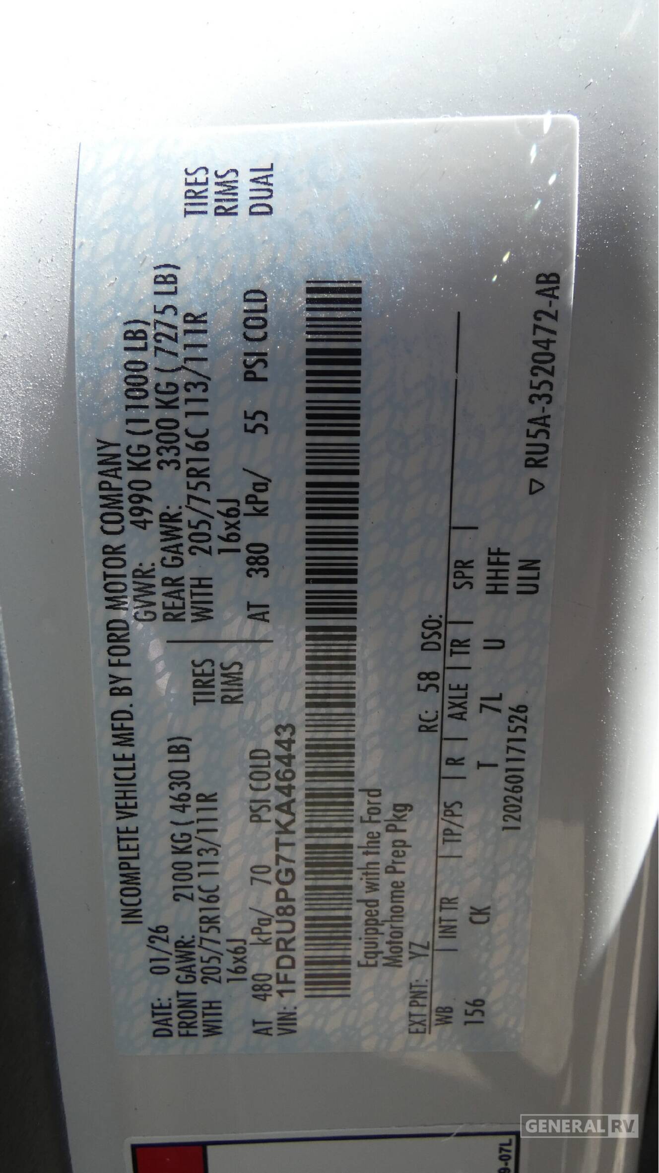 A photo of this 2027 Winnebago EKKO 22A