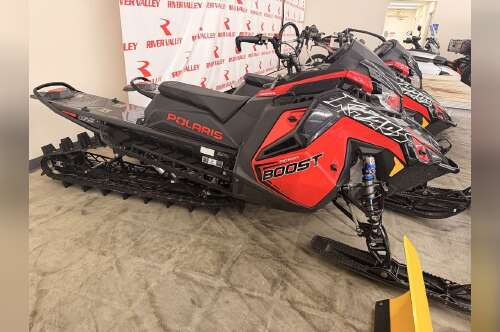 2026 PolarisĀ® Patriot Boost RMK Khaos 155 Indy Red / Gloss Black in red wing MN