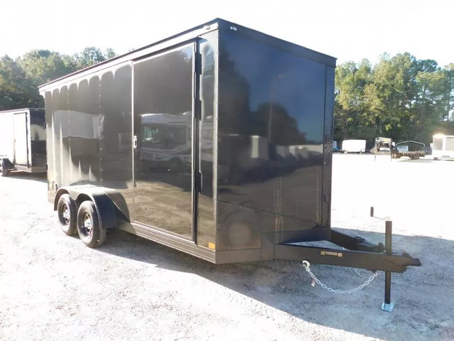 2026 COVERED WAGON TRAILERS Gold Series 7X16 Vnose With Ramp Door Black W/Blac in Hope Mills, NC