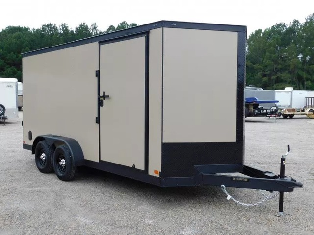 2026 COVERED WAGON TRAILERS Gold Series 7X16 Vnose Tan W\Blackout With Ramp Do in Hope Mills, NC