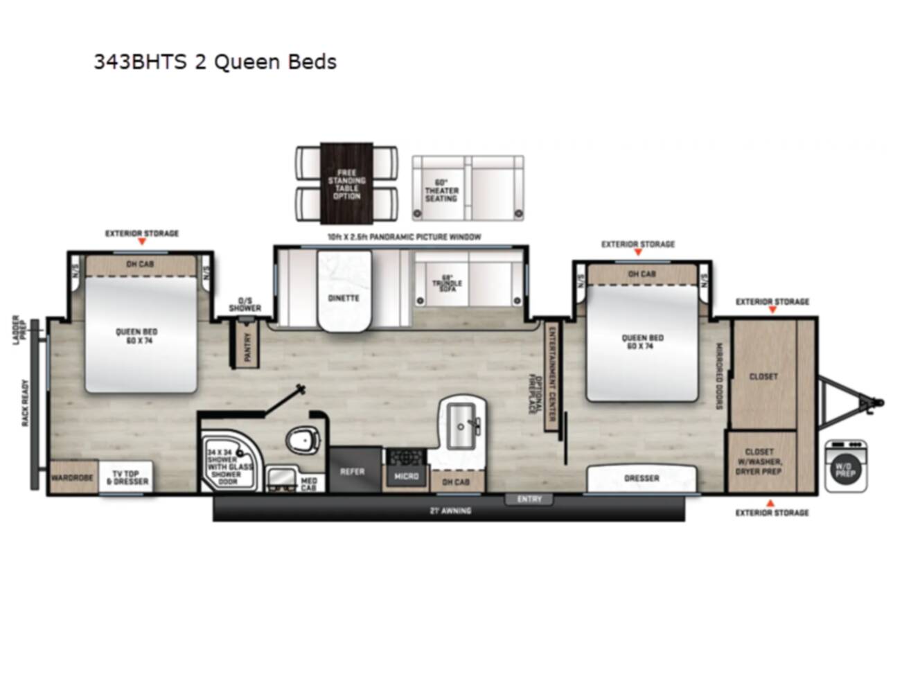 A photo of this 2027 Coachmen Rv Catalina Legacy Edition 343BHTS 2 Queen Beds