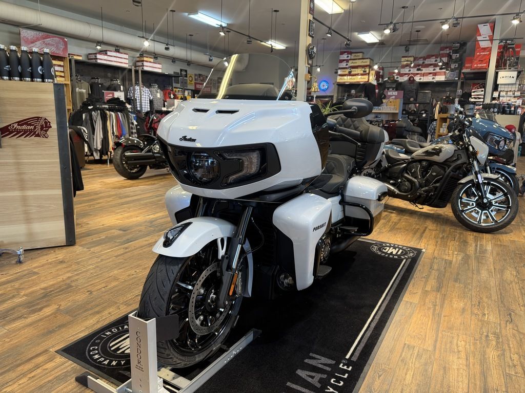 2026 Indian Motorcycle® Pursuit® Dark Horse® 112 Ghost White Metallic with Bl DARK HORSE in Sturgis, SD