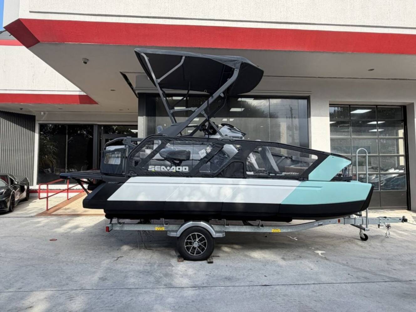 A photo of this 2026 Sea-Doo Switch Sport 18 - 300 hp Galvanized