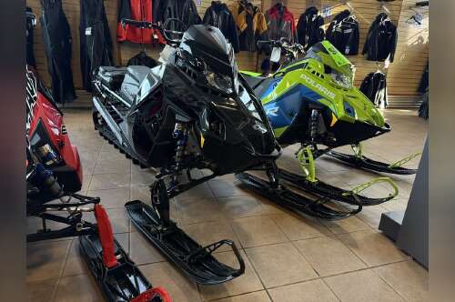 2026 Polaris® Patriot Boost RMK Khaos 155 Gloss Black / Blue Dusk in rochester MN