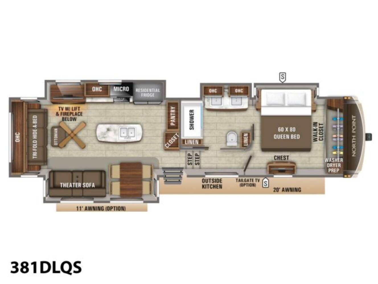 A photo of this 2020 Jayco North Point 381DLQS