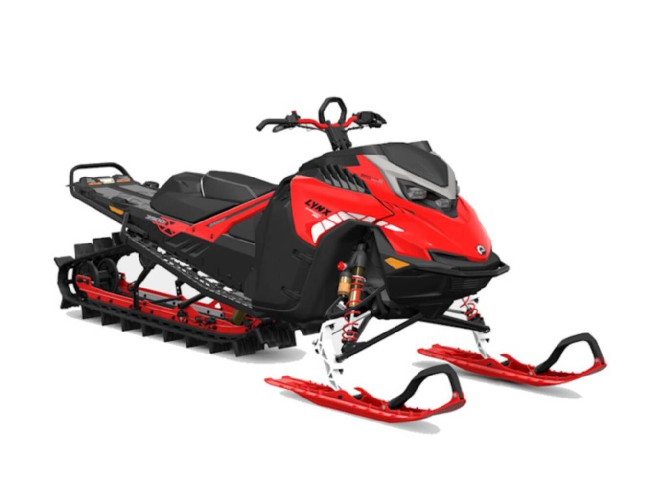A photo of this 2026 Lynx® Shredder RE 850 E-TEC Turbo R 3900 Pow_3.0_10.25in_Red