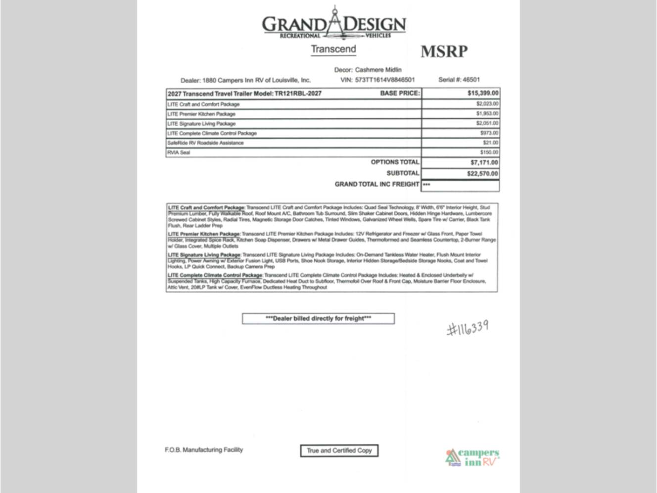 A photo of this 2027 Grand Design Transcend Lite 121RBL