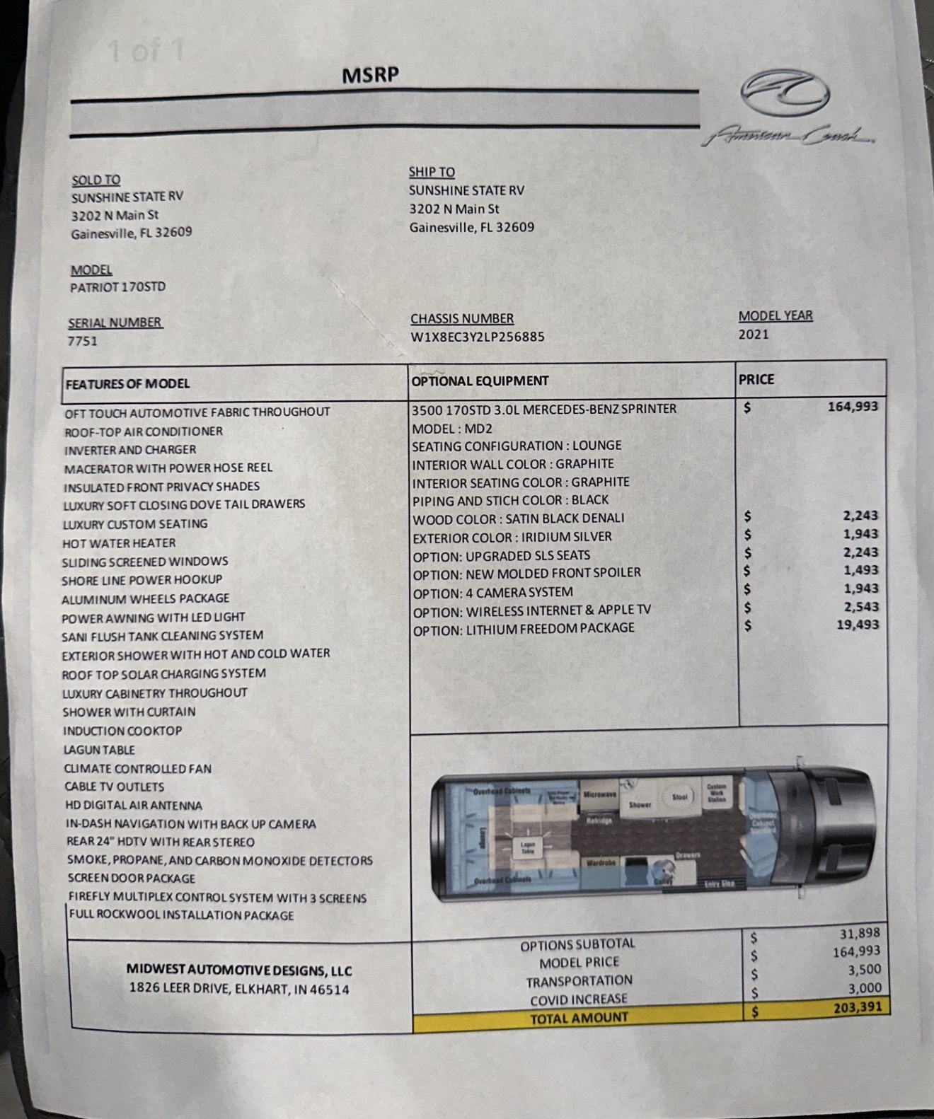2021 Midwest Automotive Designs PATRIOT MD2 170EXT RV