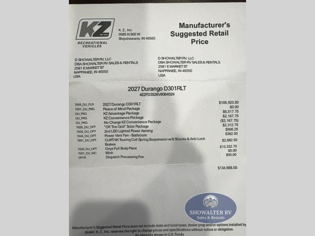 K-Z Durango 301RLT RVs for sale - RV Trader